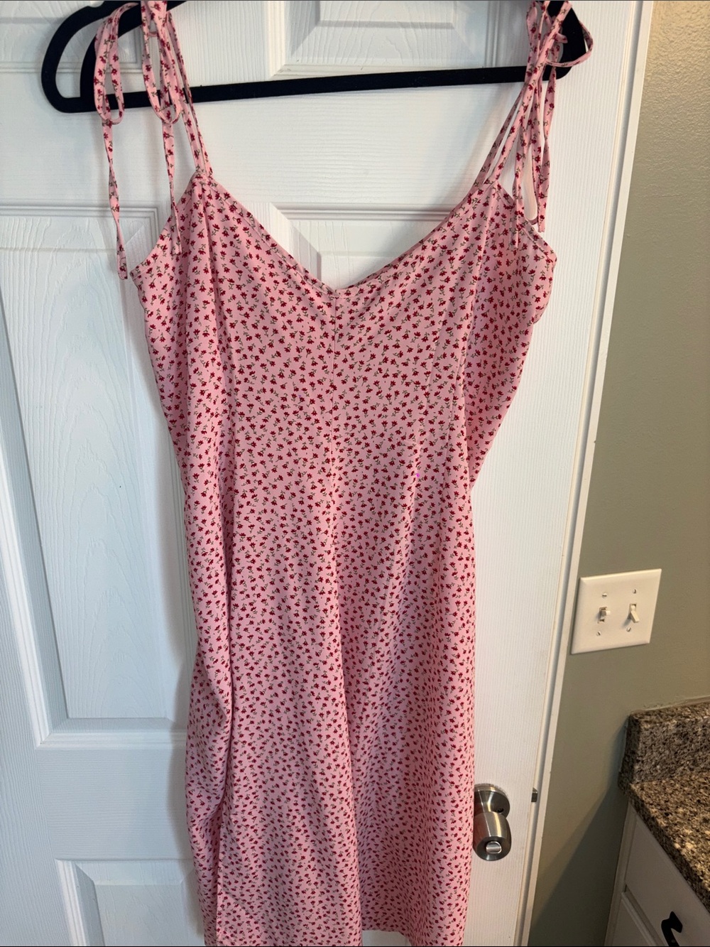 SHEIN Pink Floral Tie-Strap Slip Dress
